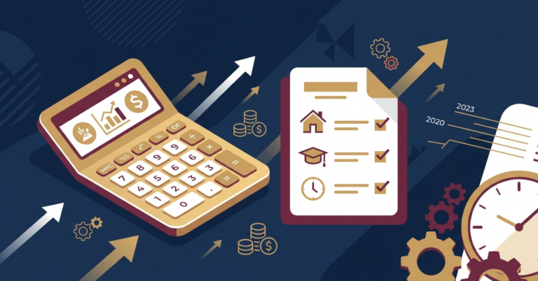 Ilustração conceitual com calculadora e planejamento previdenciário representando como calcular o INSS.